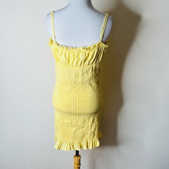 Revamped Yellow Smocked Ruffled Mini Sundress - Picture 6 of 7